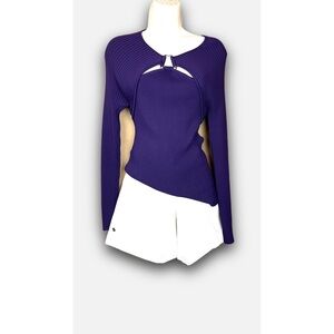 White House Black Market Purple Blouse with cutout - Size Medium